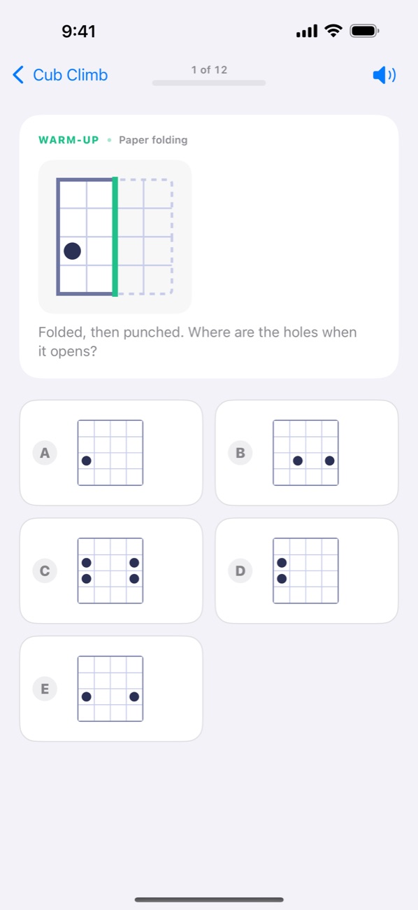 A paper-folding puzzle: a sheet folded in half and punched once; where are the holes when it opens?