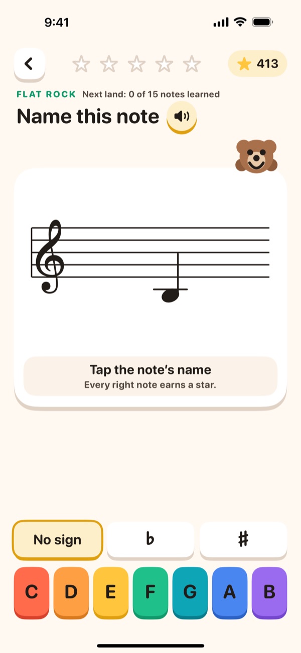 A card with a sharp: a sign button, then the letter